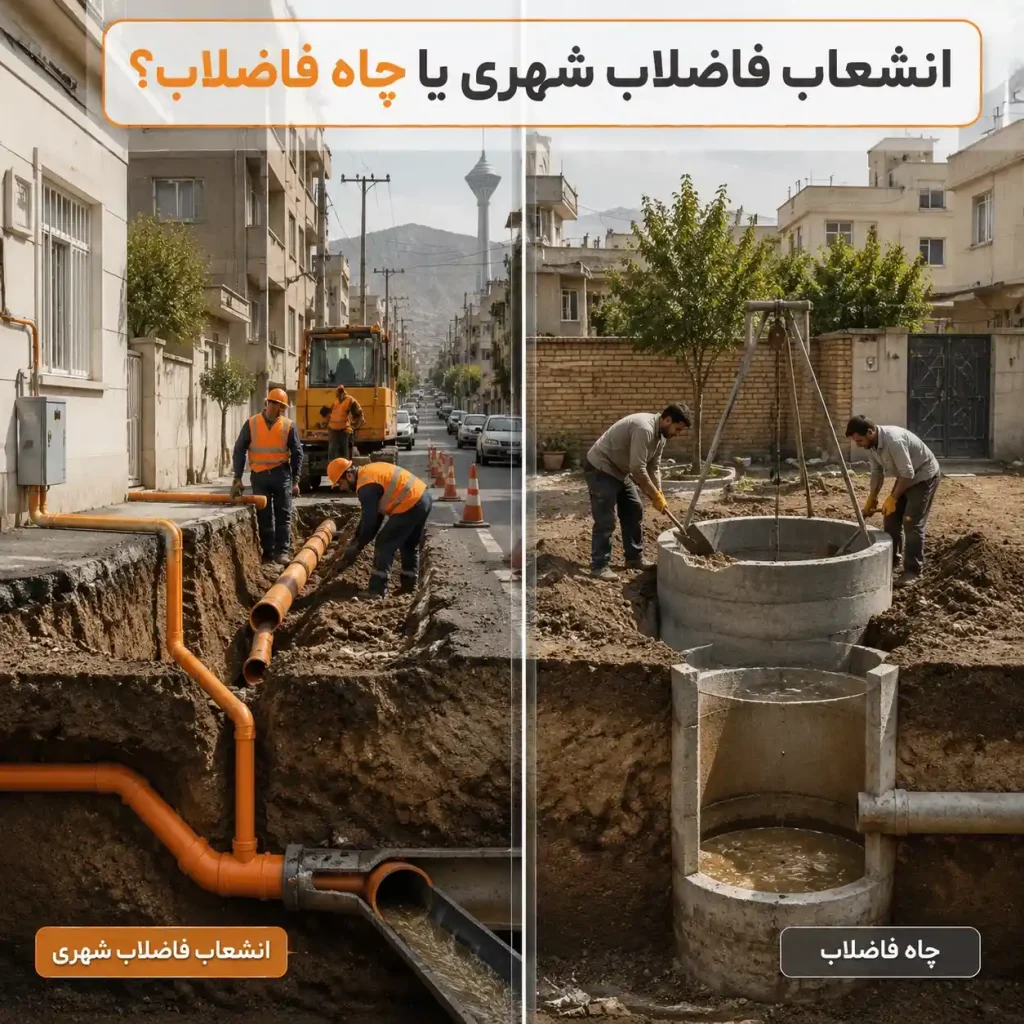 انشعاب فاضلاب شهری یا چاه فاضلاب؟